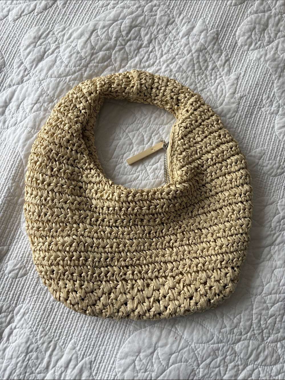 Woven Straw Hobo Bag - Natural